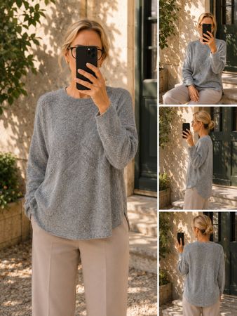 BA&SH | pull gris col rond manche 3/4 chic | taille S femme