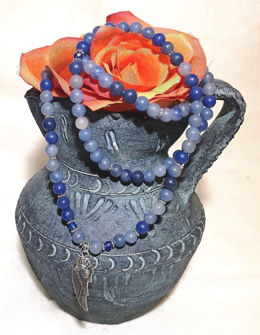 Bracciali & Braccialetti: 108 Mala Angelit Perlen Armk. - Spendenaktion – Nuovo (secondo la descrizione) da Unterkulm venduto da Nachtigall 2