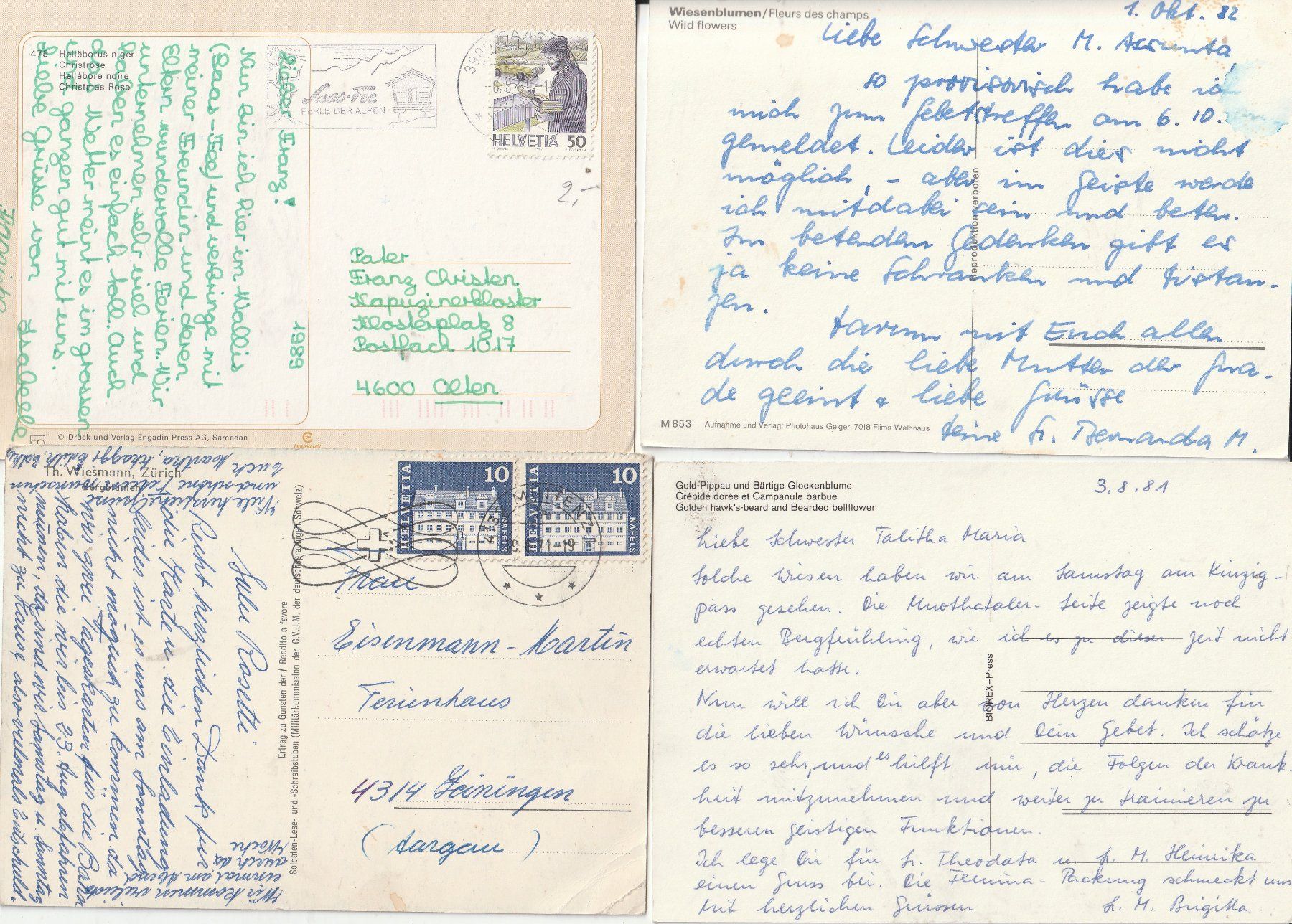 Cartoline postali: 4  Blumenkarten – Usato da Lumbrein venduto da made02 1