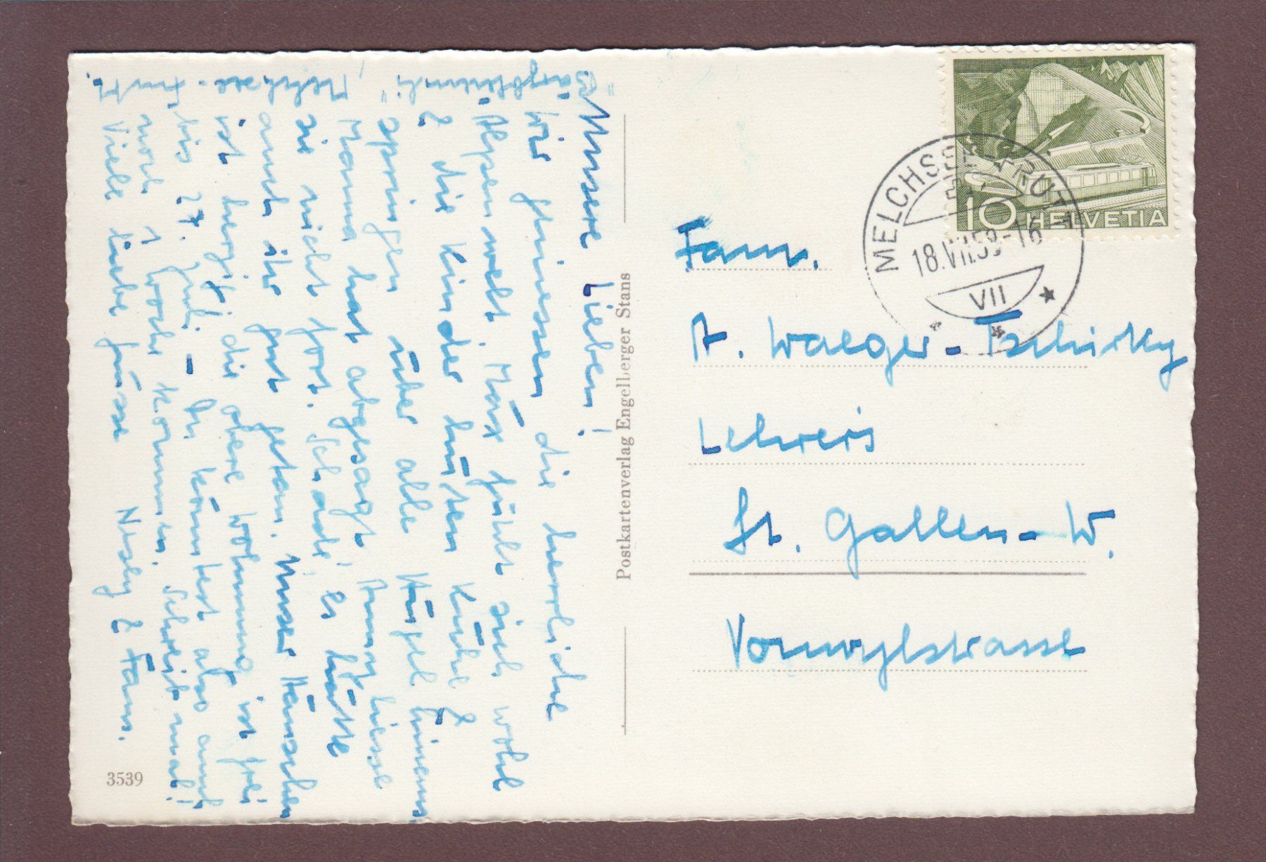 Ansichtskarten: MELCHSEE-FRUTT - Betruf - 1958 – Gebraucht aus Pully von nicecards 1