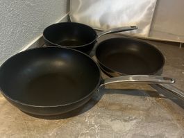 3-teiliges Set aus Kochpfannen und Töpfen