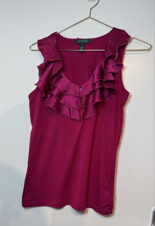 Ralph Lauren Raspberry Ruffle Top - Size S - Summer