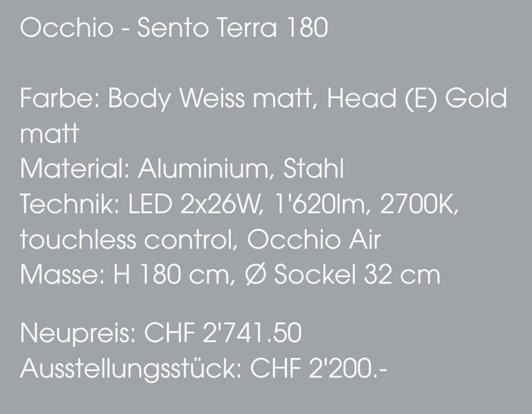 Occhio Lampade: Stehleuchte Sento terra von Occhio – Nuovo (secondo la descrizione) da Binningen venduto da Masc61 3