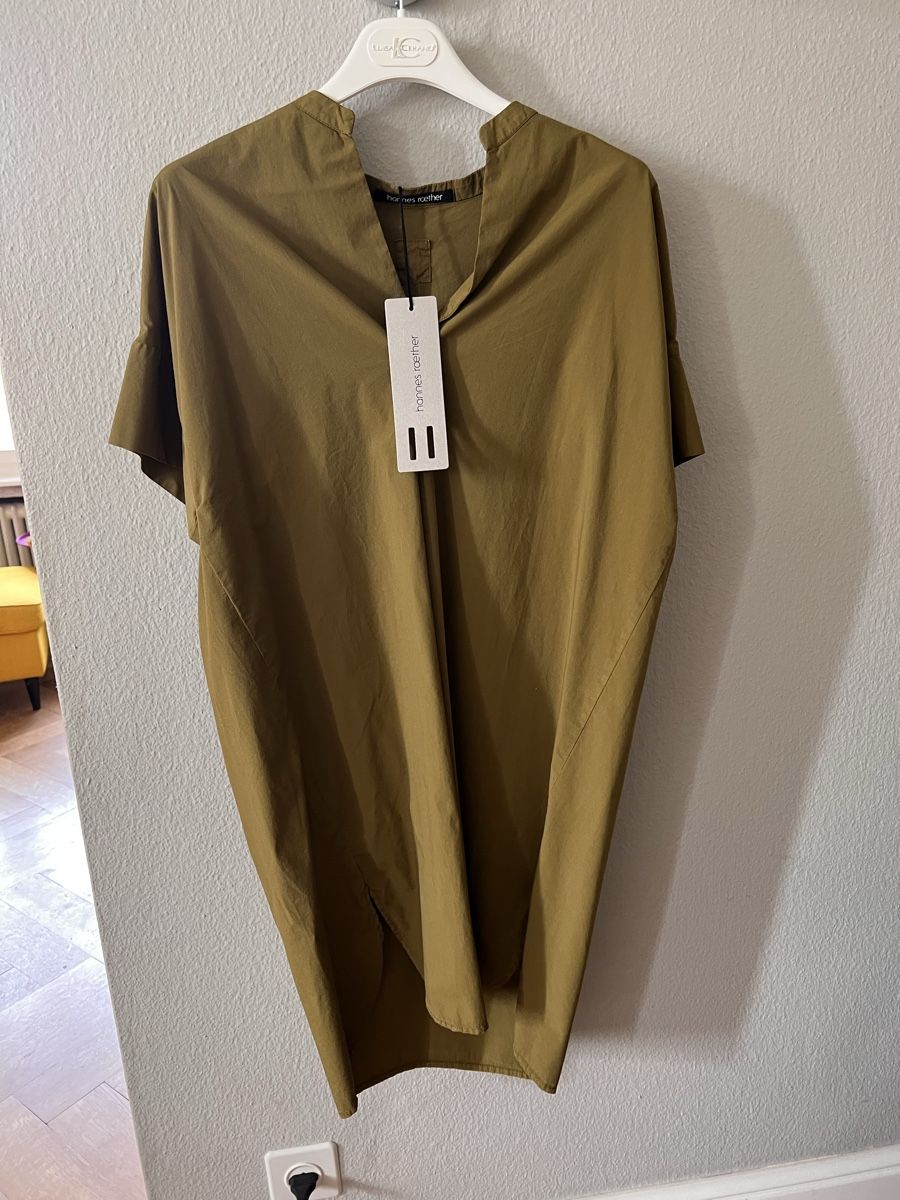 Hannes Roether Vestiti: Kleid Hannes Roether, Gr. S, Baumwolle, oliv, NEU – Nuovo (secondo la descrizione) da Solothurn venduto da Brini06