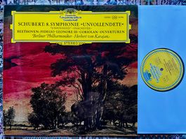 Schubert Unvollendete Beethoven Fidelio Karajan LP GEWASCHEN