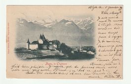 Ansichtskarte Aigle das Schloss gelaufen 1899