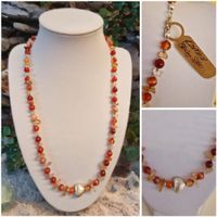 Halskette, Karneol und Sterling Silber, Schmuck, Handarbeit