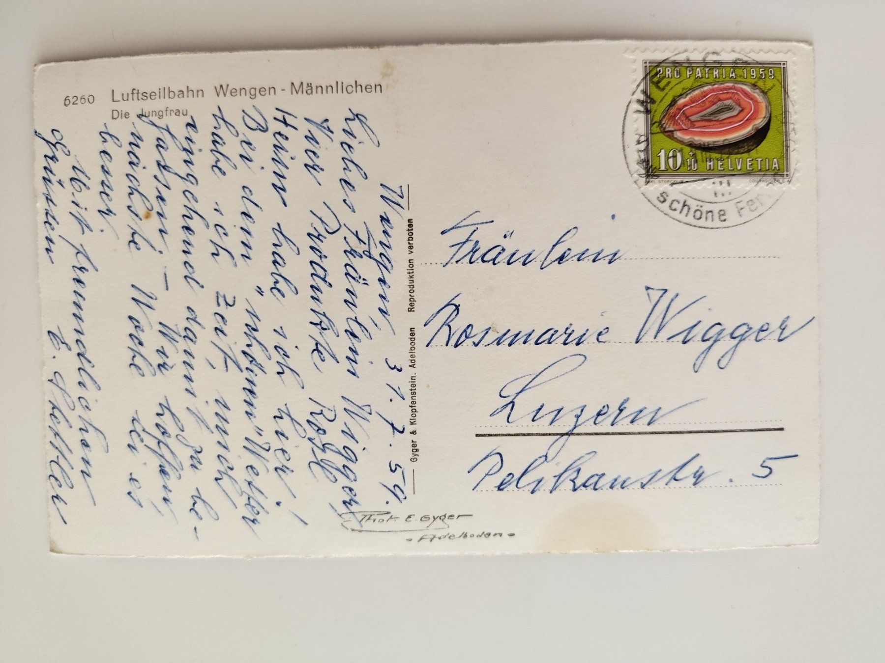 Cartoline postali: Luftseilbahn Wengen Männlichen dat. 1959 – Usato da Ohmstal venduto da Lebensfreude05 1