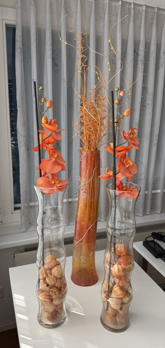 Tutte le decorazioni: 3er Deko Vasen Set mit Orchideen, etc. orange – Usato da Uerkheim venduto da deyanzy