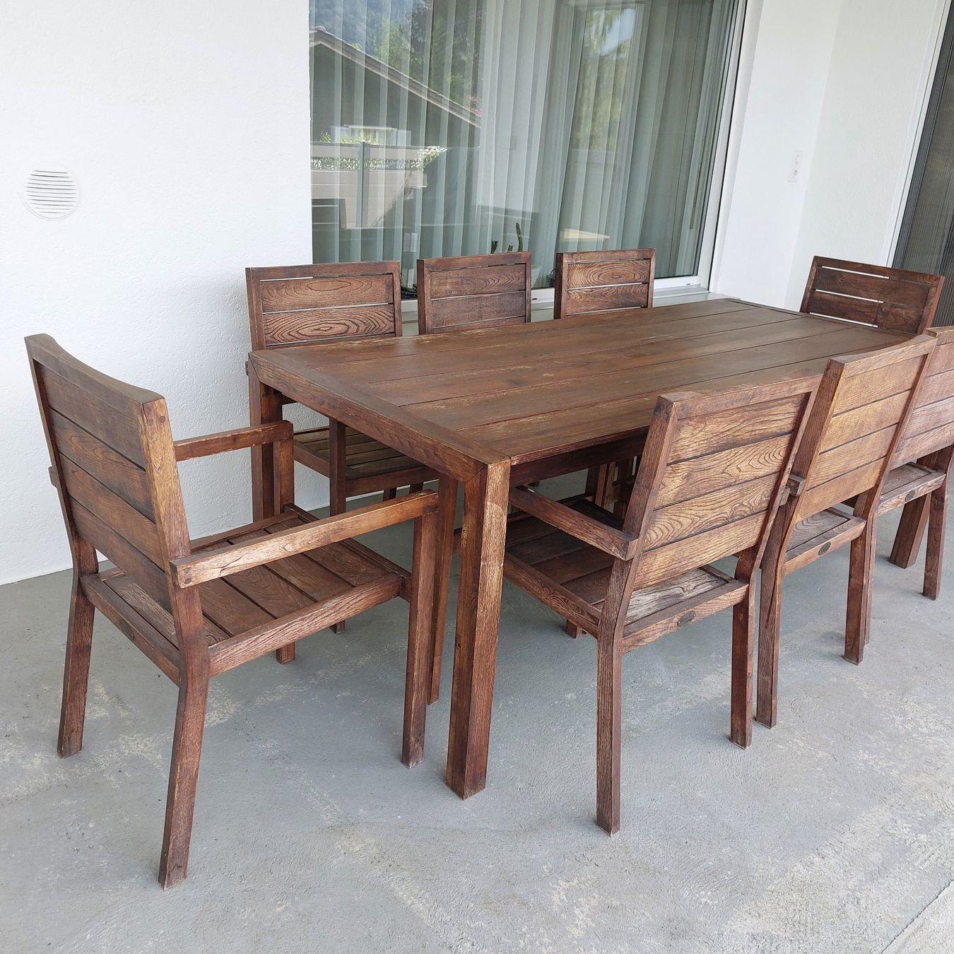 Set di tavolo e panche: Gartentisch mit 8 Stühlen, massives Holz – Usato da Ebnat-Kappel venduto da Kabee39 1