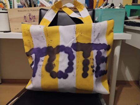 Stylische Einkaufstasche gelb-weiss, TOTE