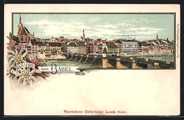 Litho Basel, Teilansicht mit Rheinbrück