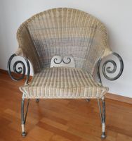 Rattan Sessel / Stuhl mit Metallgestell, Vintage Stil