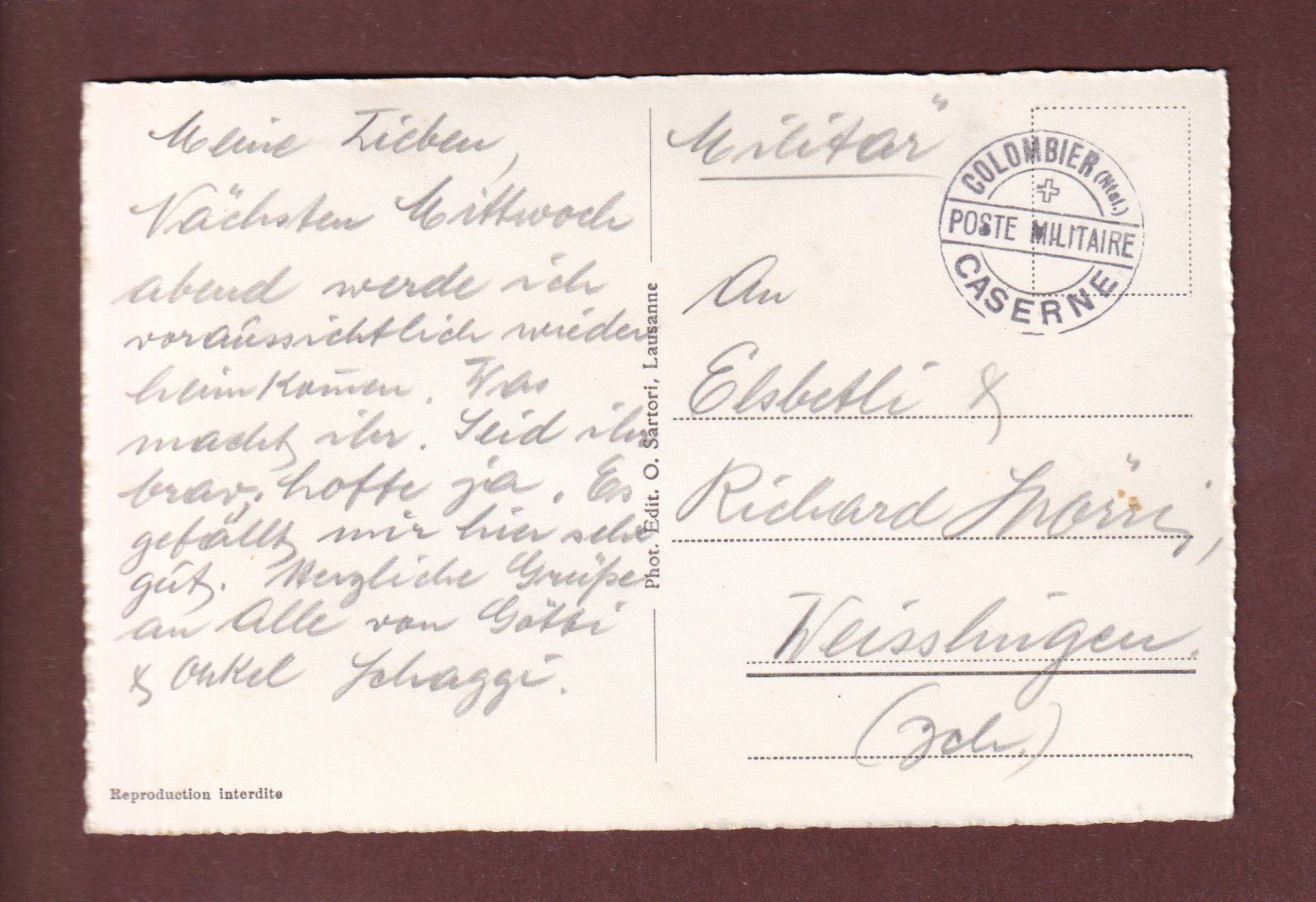 Ansichtskarten: COLOMBIER - Vue partielle - Feldpost – Gebraucht aus Pully von nicecards-shop 1