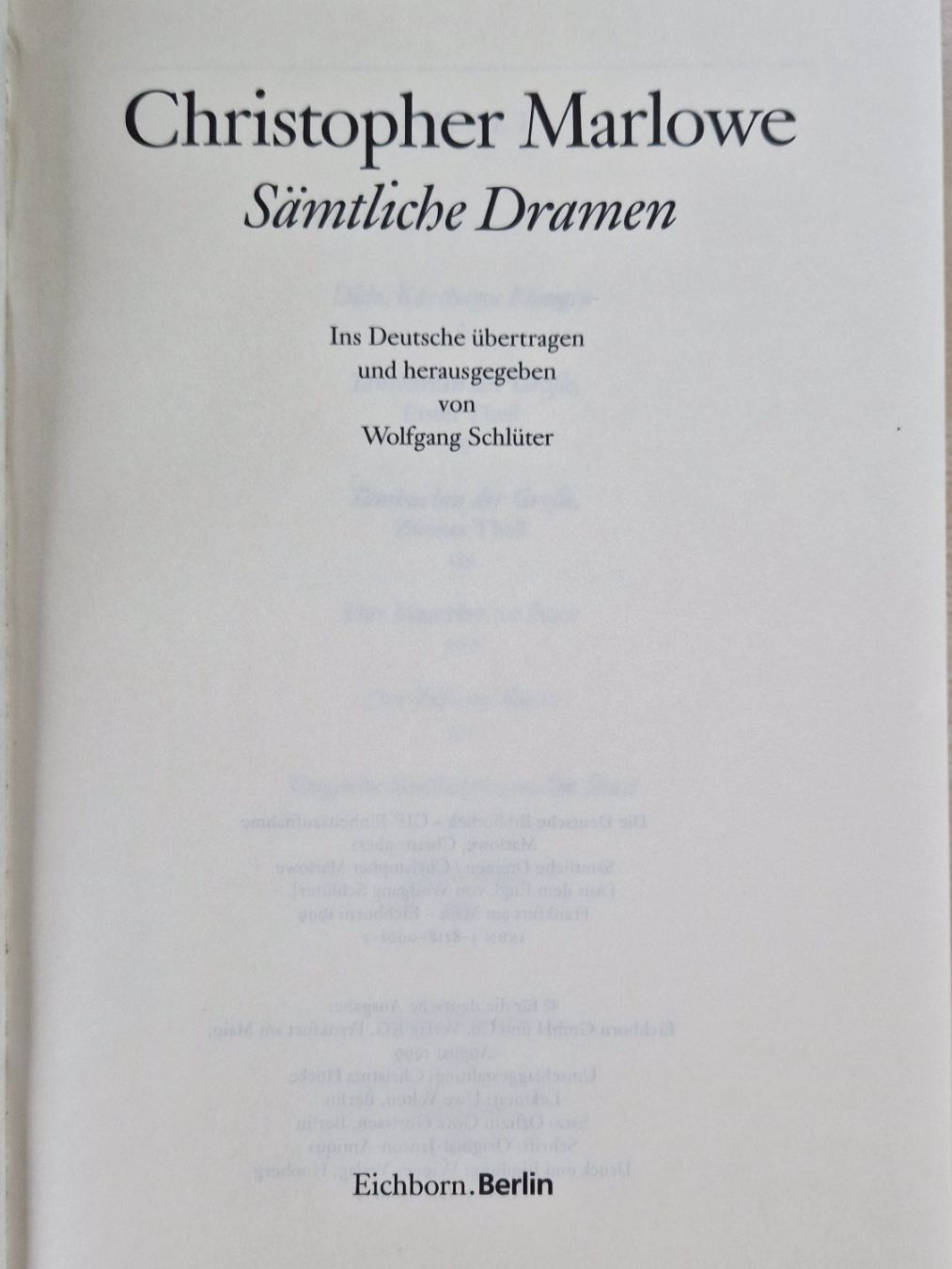 Libri: Christopher Marlowe / Sämtliche Dramen / Fester Einband – Usato da Malters venduto da page02 2