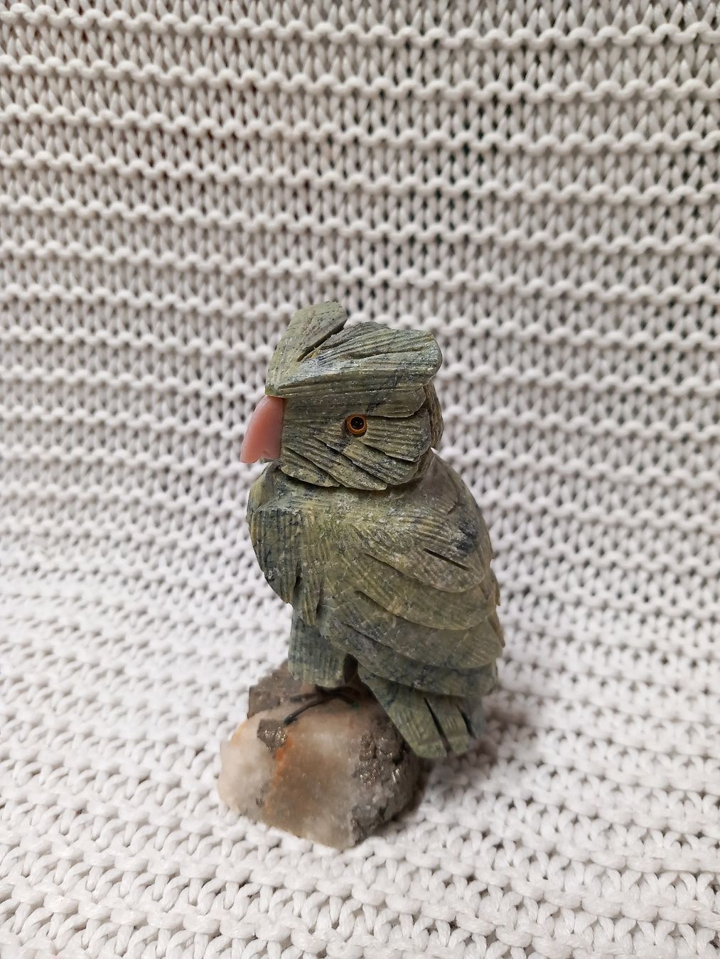 Statuette: Serpentin Edelstein Eule auf Pyrit Sockel, rar! – Usato da Merligen venduto da muss_haben 1
