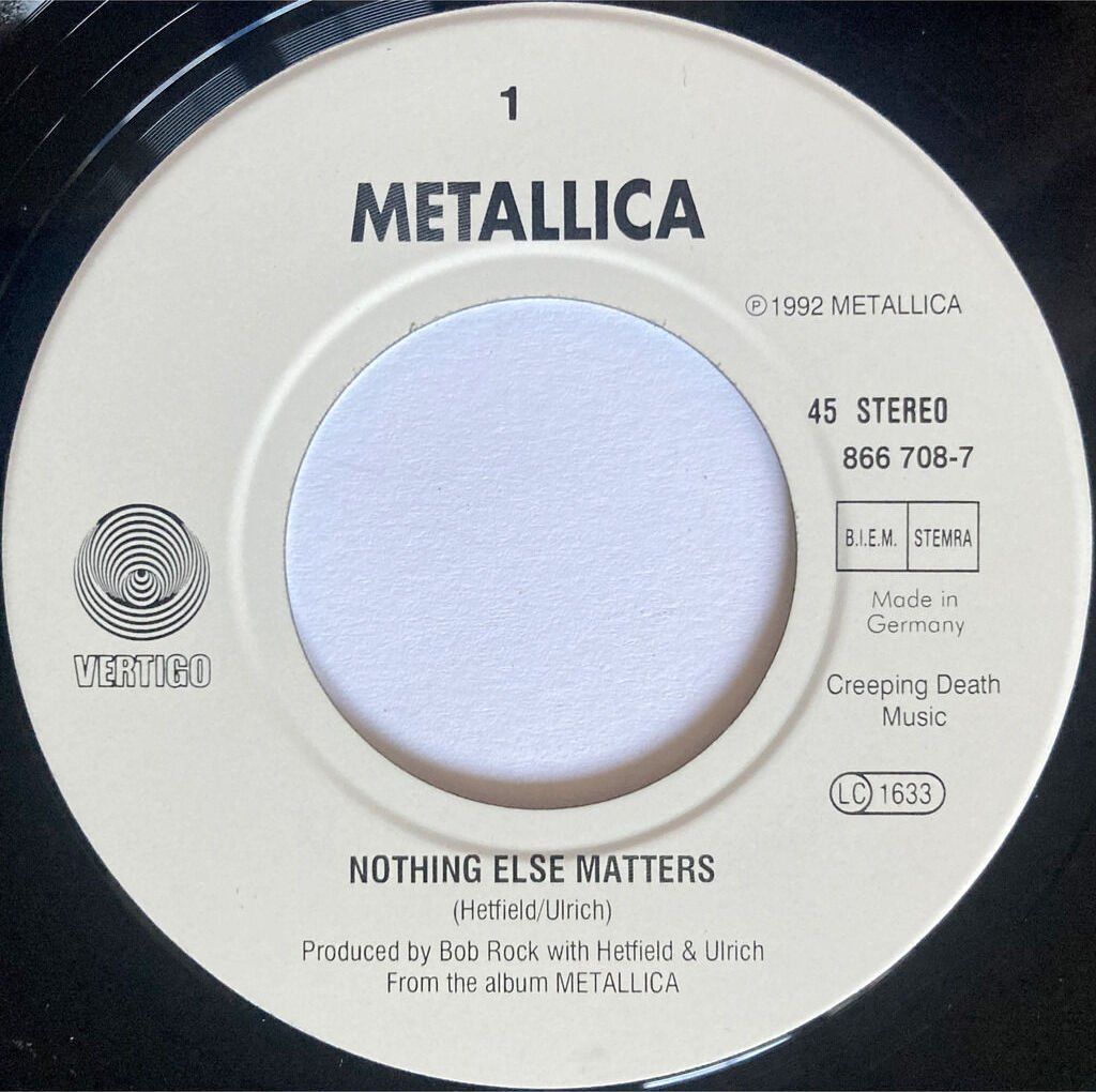 Dischi in vinile: METALLICA - NOTHING ELSE MATTERS – Usato da Bottens venduto da hotter-than-hell 2
