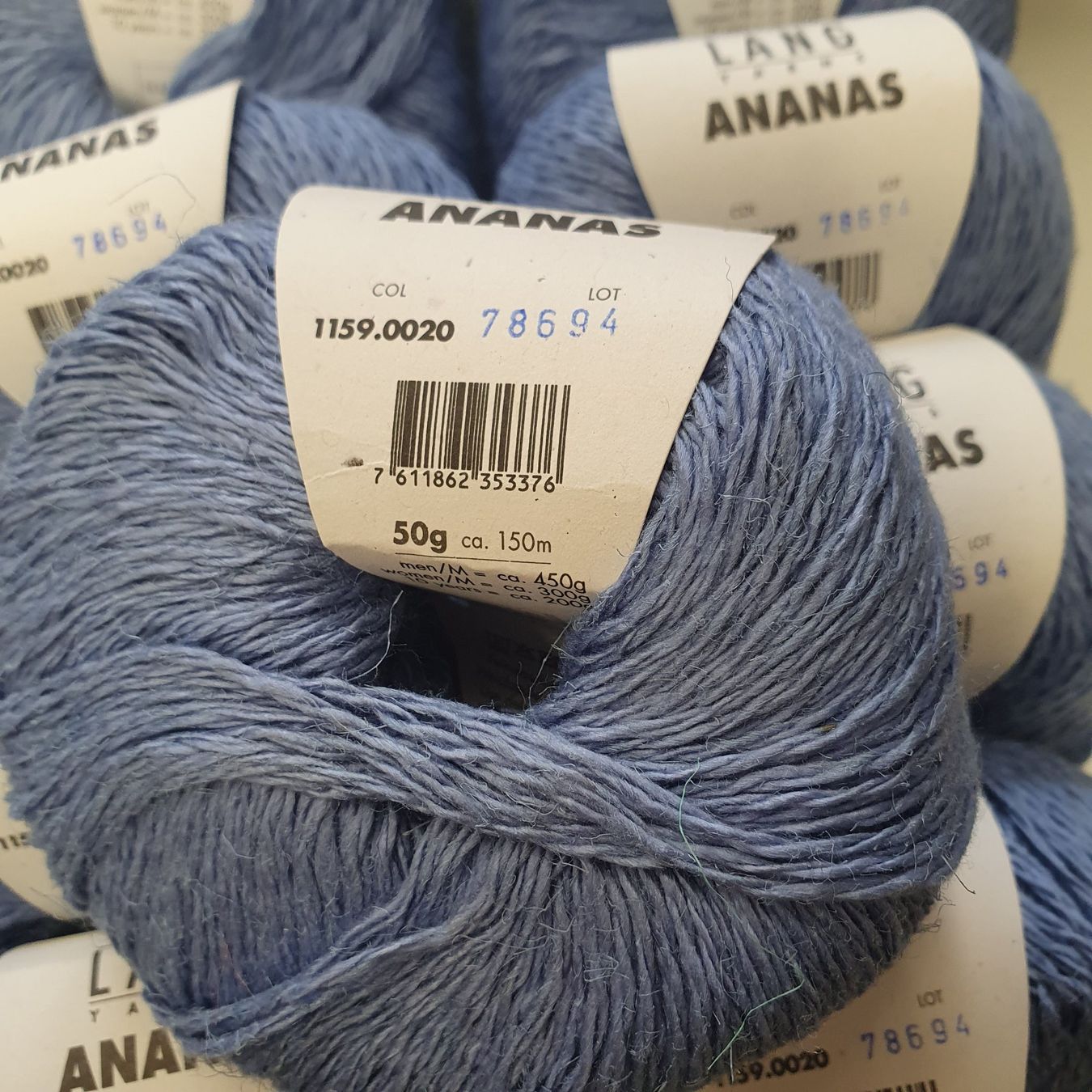 Lang Yarns Lana: 2 Kn. ANANAS LangYarns Fb. 20-78694 hellblau – Nuovo (secondo la descrizione) da Jegenstorf venduto da Wulle-Jegi