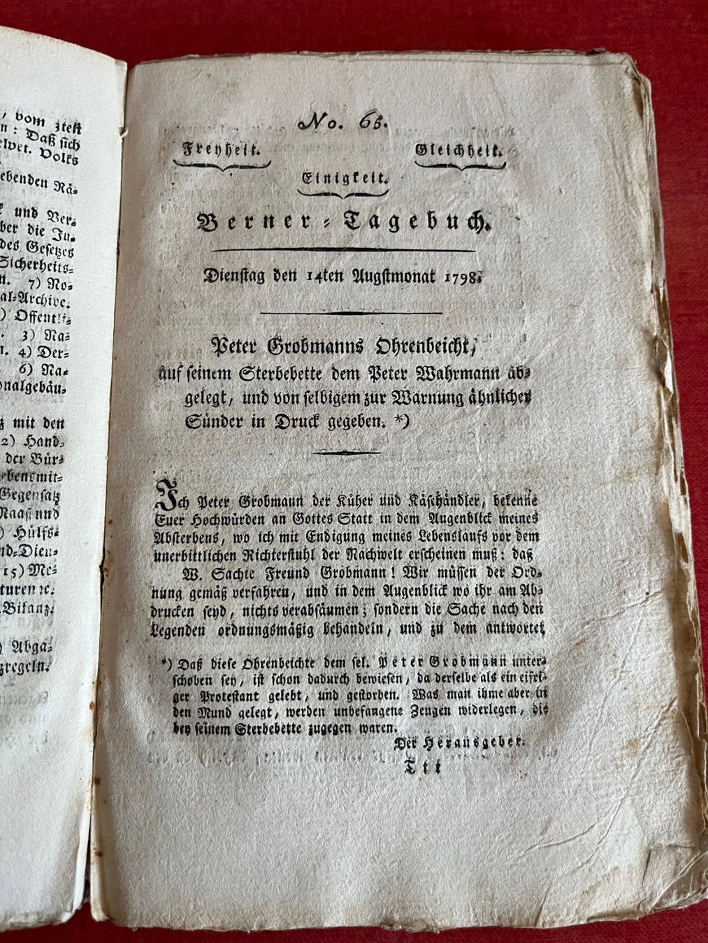 Libri: buch, berner tagebuch band 1+2, 1798 – Usato da Emmenmatt venduto da flyrecords 4