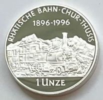 sehr schöne 1 Silber-Unze (31,1 Gramm) Rhätische Bahn 1996