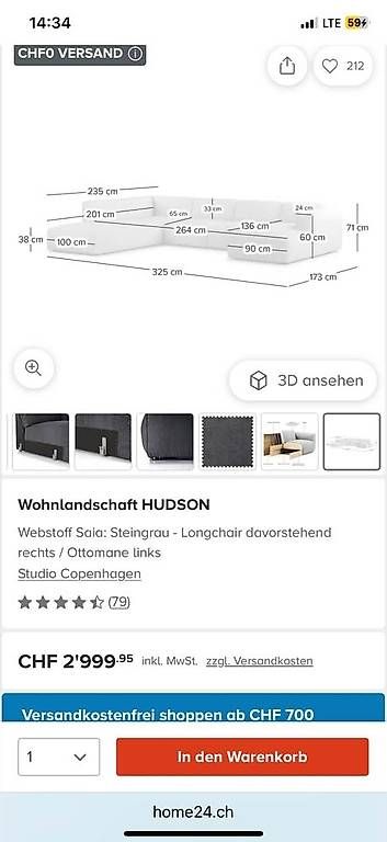 Sofas: XXL Couch / Wohnlandschaft / Sofa inkl. Hocker – Gebraucht aus Basel von isa_77kw 3