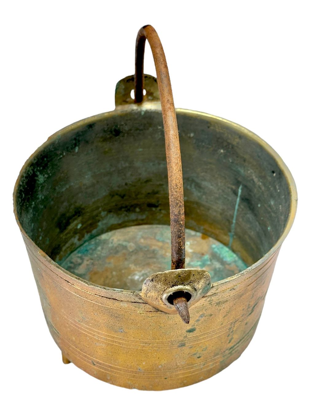 Pentole: Ancienne marmite tripode en bronze avec pieds et anse – Usato da Morges venduto da Auct 5