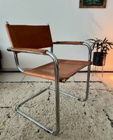 Vintage Sessel Freischwinger Leder Stahlrohr braun 