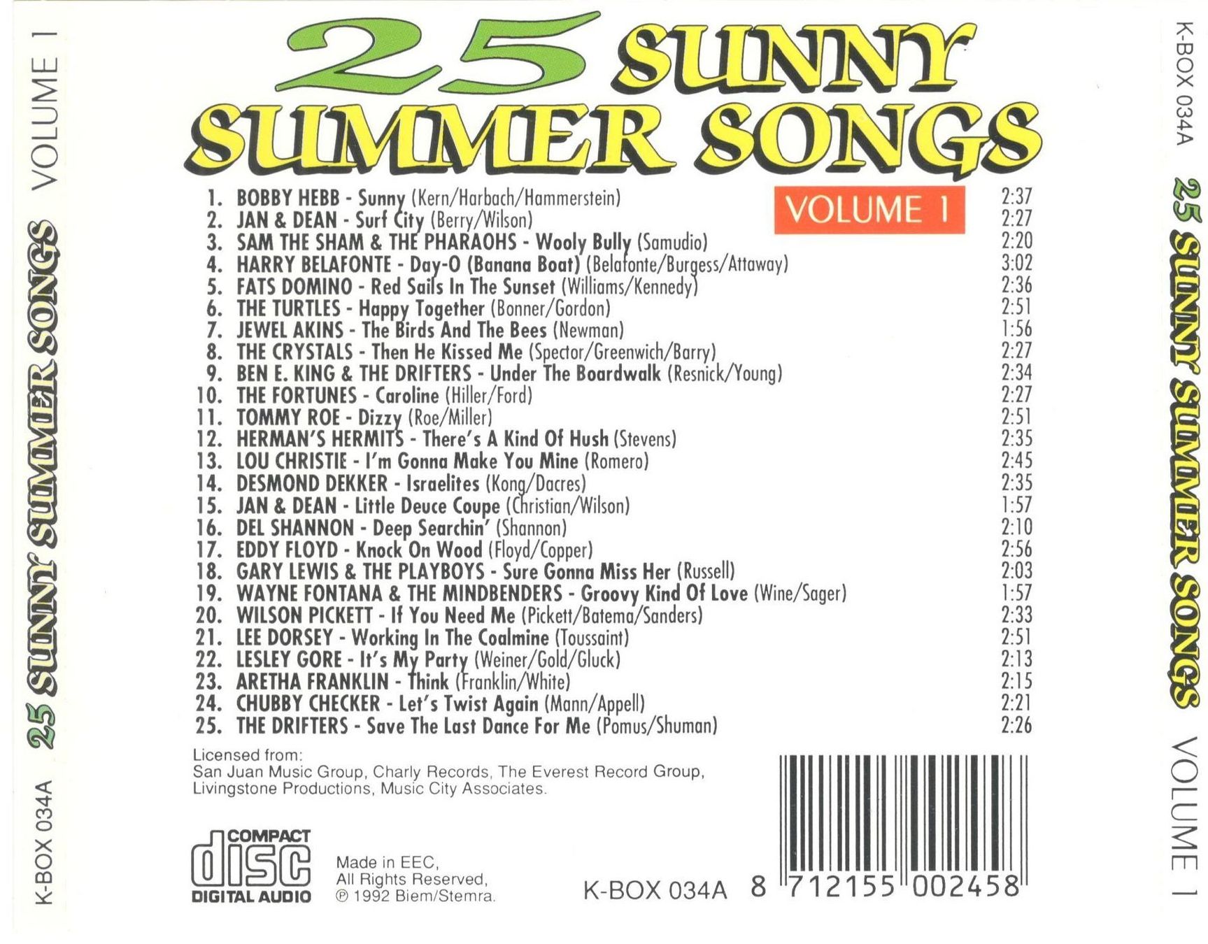 CDs: 25 Sunny Summer Songs Volume 1 – Gebraucht aus St. Margarethen TG von ursk10 1