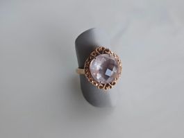 Silberring vergoldet mit rosa Quarz Grösse 56