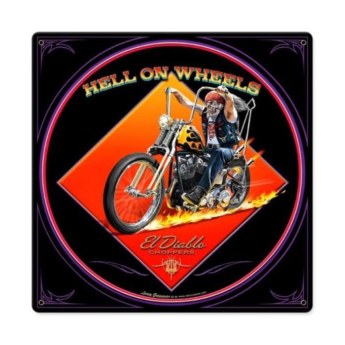 Hell On Wheels, Motorcycle, Metal Sign, 12 X 12 Inches Kaufen auf Ricardo