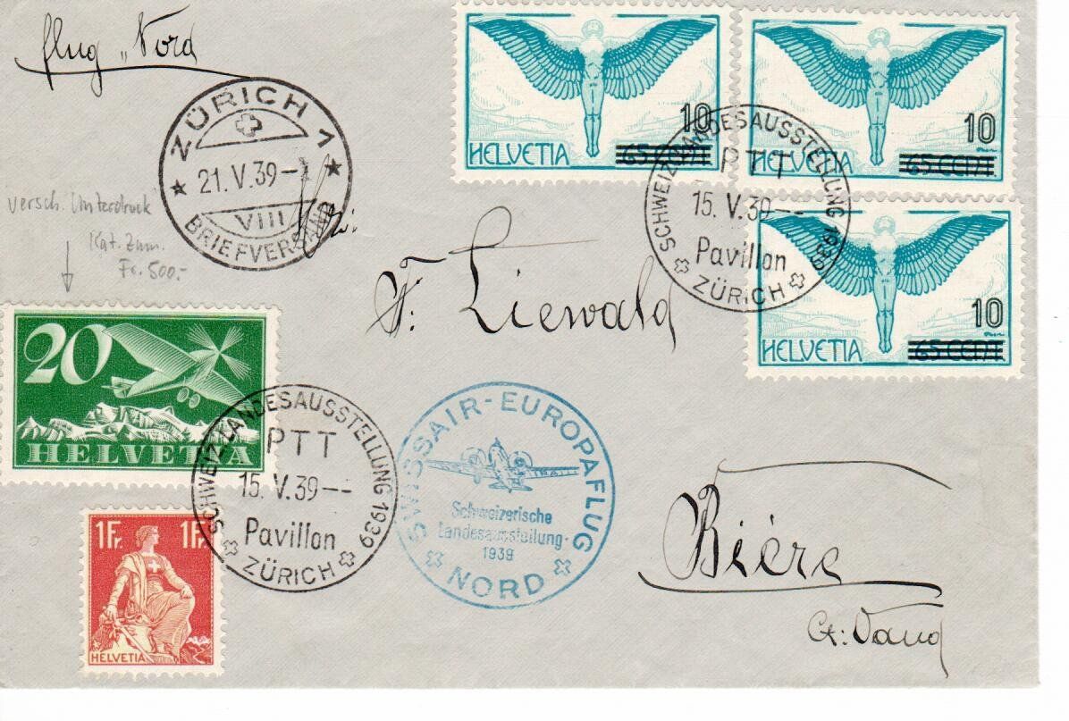 Alle Briefmarken: Flugpost 1939 mit Abart – Gebraucht aus Wolhusen von Curver9