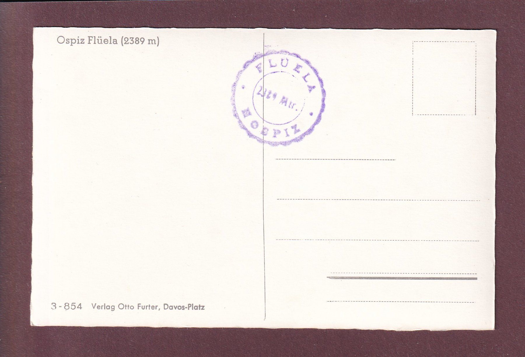 Cartoline postali: FLÜELA HOSPIZ – Usato da Pully venduto da nicecards 1