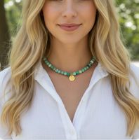 Variscite Lucky Charm Necklace - Gold Plated Silver