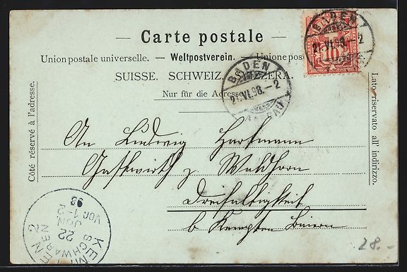 Cartoline postali: Mondschein-AK Baden, Landvogteischloss – Usato da Berlin venduto da bartko-reher 1