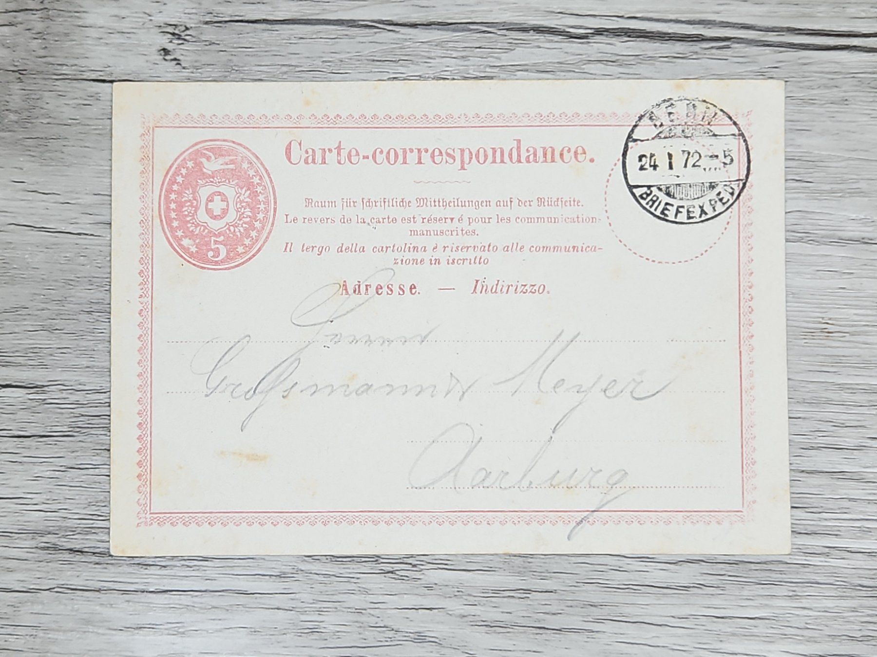 Alle Briefmarken: CL04 2x Carte Postale + Timbre Suisse 1871/72 – Gebraucht aus Cousset von Patrick_Collections 2