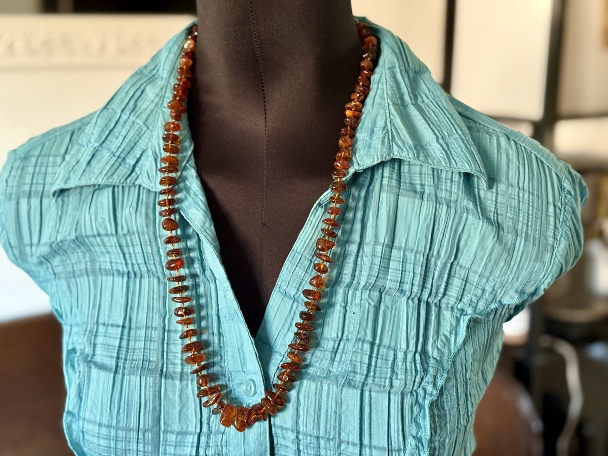 Catenine: Antike Bernstein Halskette Cognac 70cm – Usato da Lamone venduto da LaCantinaMagica 3