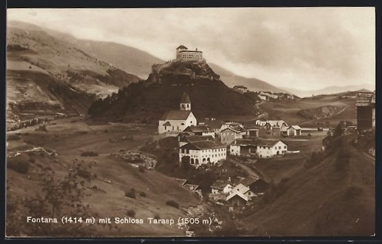 Ansichtskarten: Fontana, Ortsansicht mit Schloss Tarasp – Gebraucht aus Berlin von bartko-reher