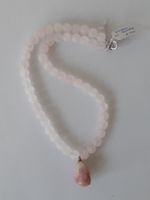 Neu: zarte rosa Rosenquarzkette mit Rhodochrosit