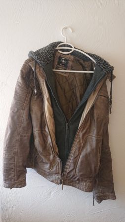 Dunkelbraune Vintage Lederjacke, Tom Thomson Gr XL