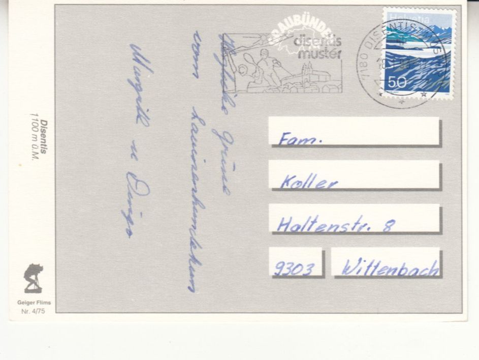 Cartoline postali: Disentis 1993 – Usato da Bürglen TG venduto da StampGraf 1