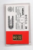 (1298) Goldbarren 1 g, orig. verpackt, stgl
