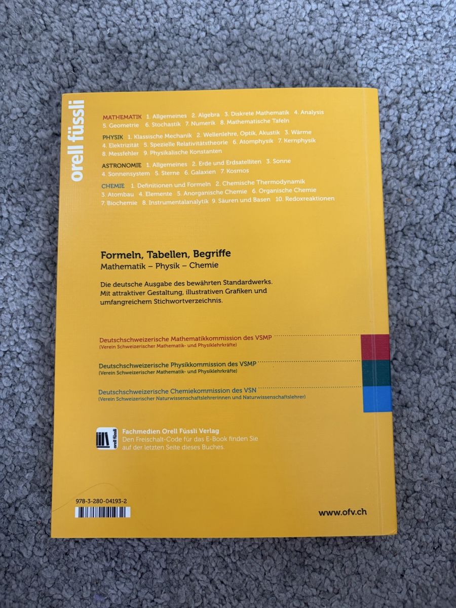 Libri: Formeln, Tabellen, Begriffe Orell Füssli, 7. Auflage – Nuovo (secondo la descrizione) da Uster venduto da mph_ykv6 1