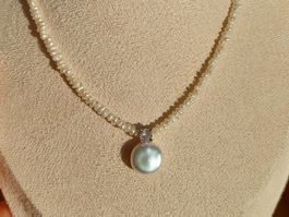 ✨ Perlenkette mit Anhänger 💎 zart & elegant