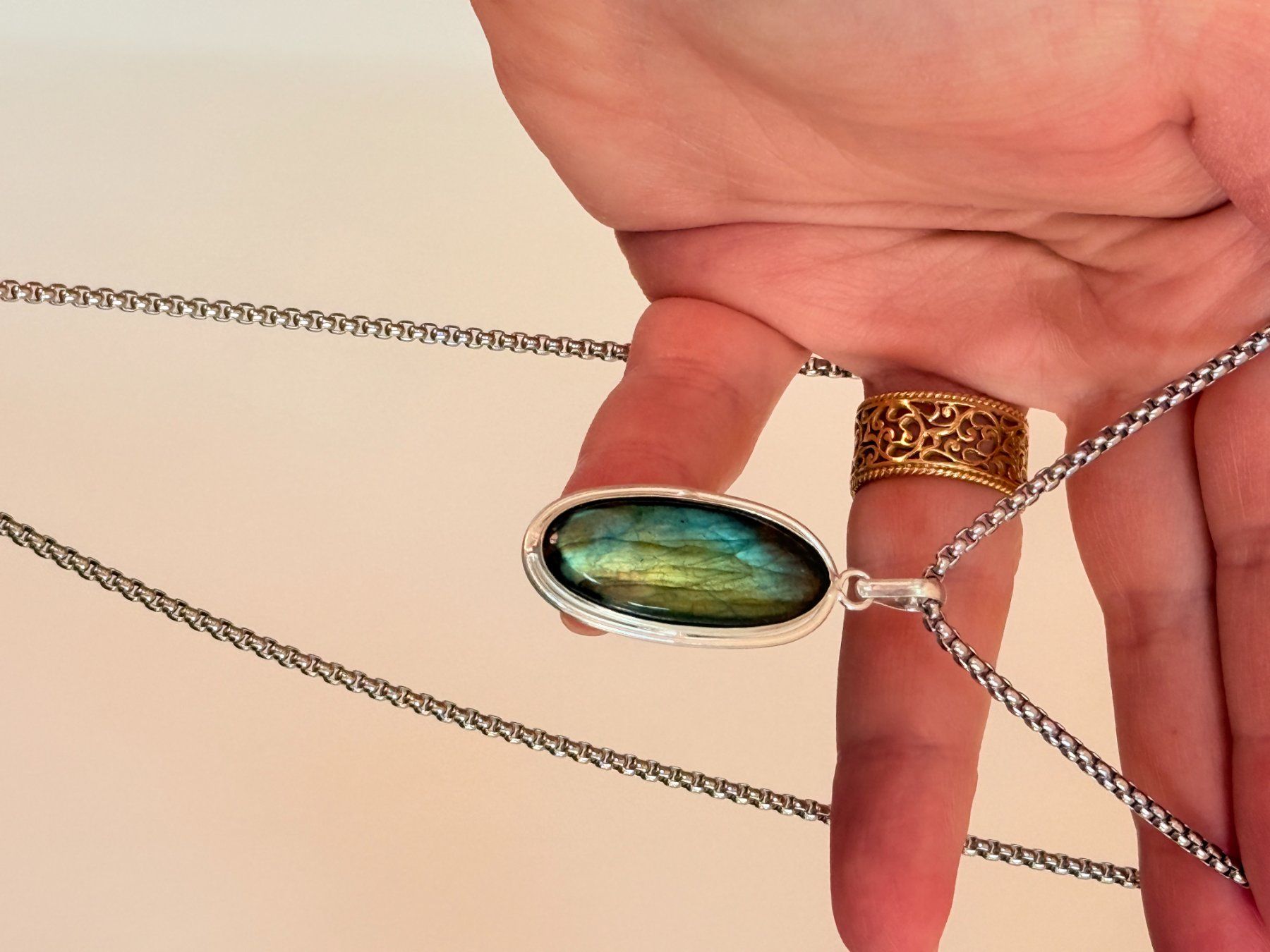 Catenine: Superbe collier Labradorite , neuf! – Nuovo e nell'imballaggio originale da Genève venduto da AGBERG 7