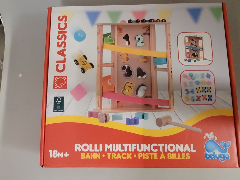 WENAUANG Holz Kugelbahn Mit Tiermotiven - 3 Autos & Eichhörnchen Design - Lernspielzeug Ab 1 Jahr