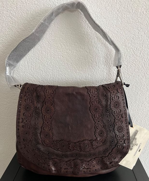 Sac à Main En Cuir Campomaggi Neuf Avec étiquettes - Style Seau à Cordon Coulissant Marron