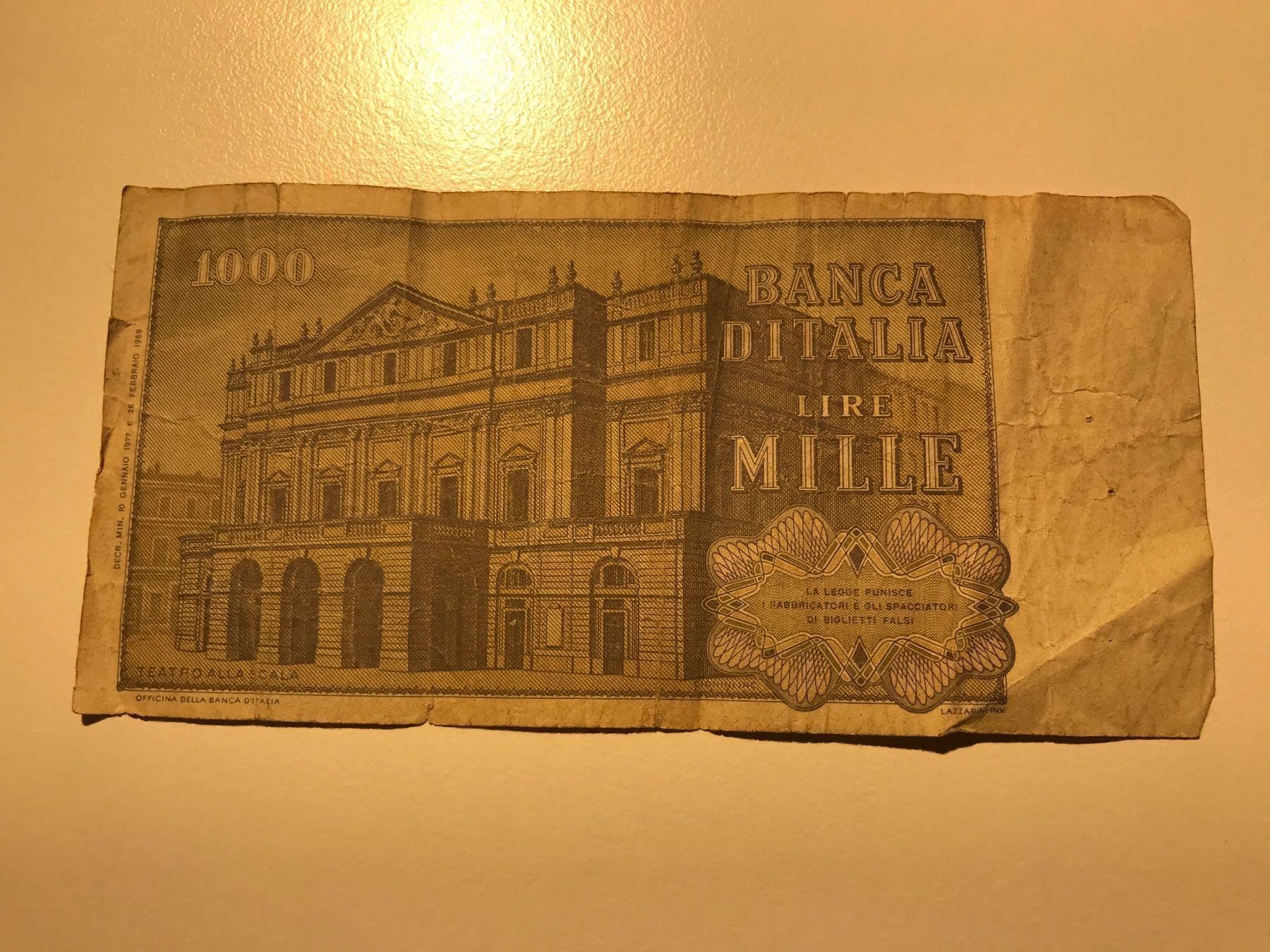 Banconote: Italien 1000 Lire 1977 – Usato da Algetshausen venduto da Carrhard 1