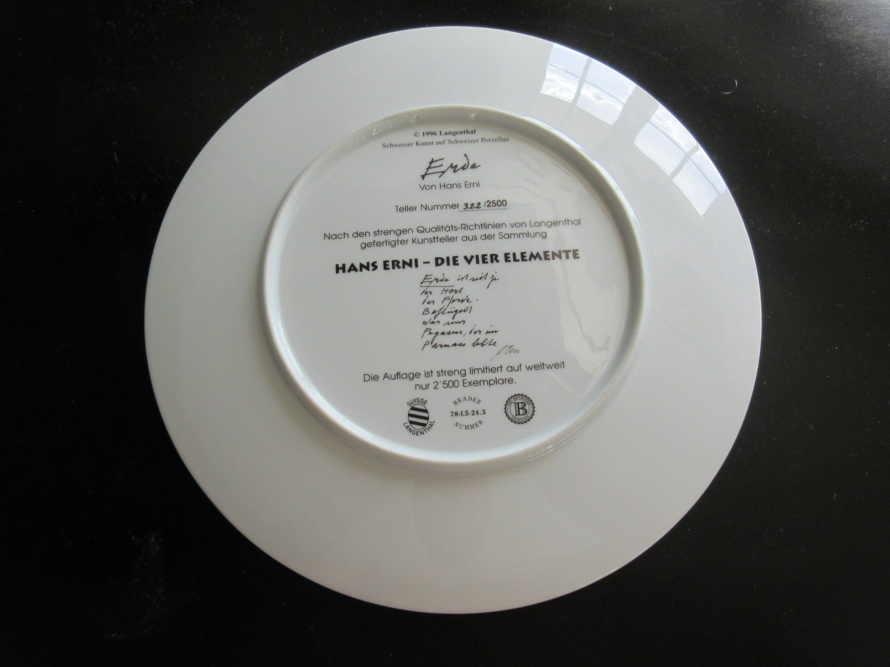 Teller: Hans Erni -Teller ERDE aus DIE 4 ELEMENTE  28 cm.Durchmesser – Neu (gemäss Beschreibung) aus Weinfelden von Kunst2010 1