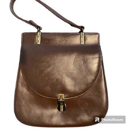 1950s authentic Vintage Brown Leather  Hand Bag