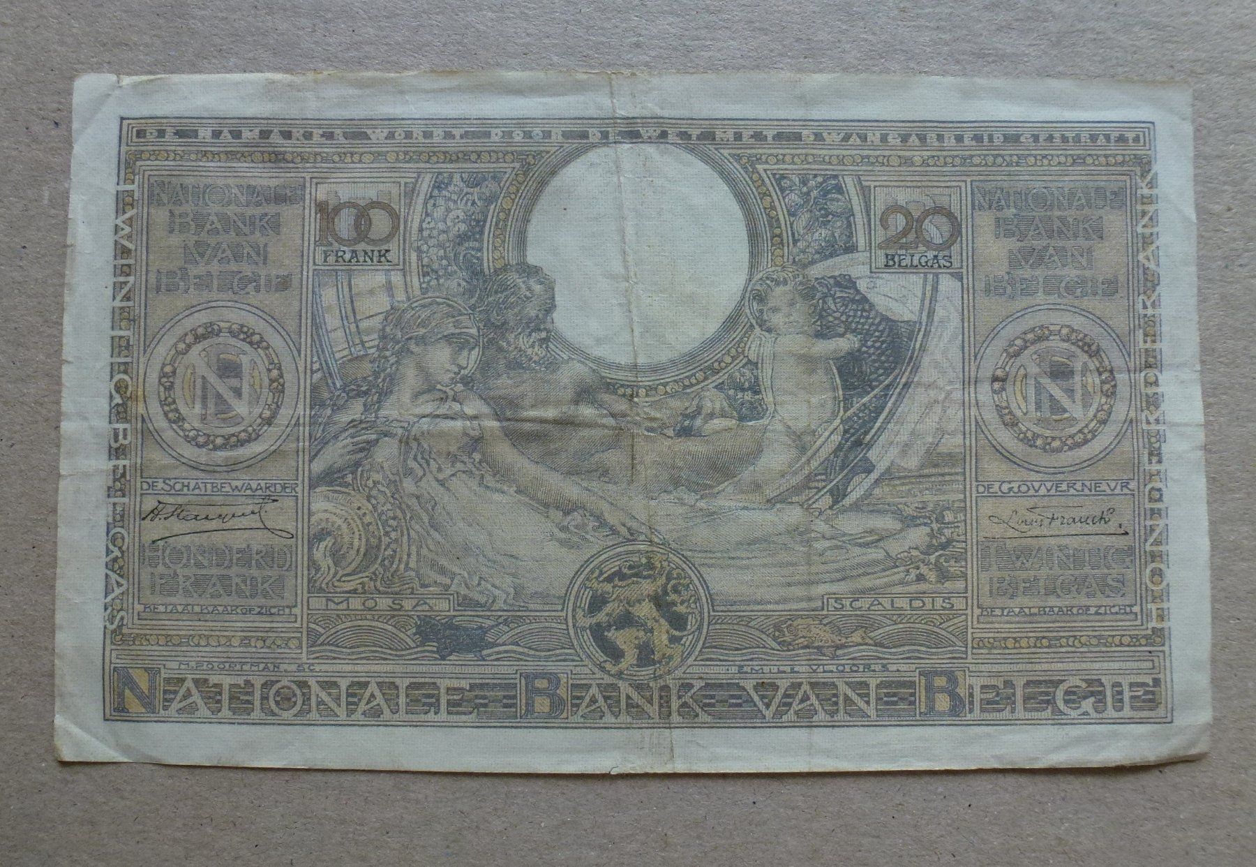 Banknoten: Belgien ++ 100 Frank 1934 – Gebraucht aus Walkringen von Casablanca777 1
